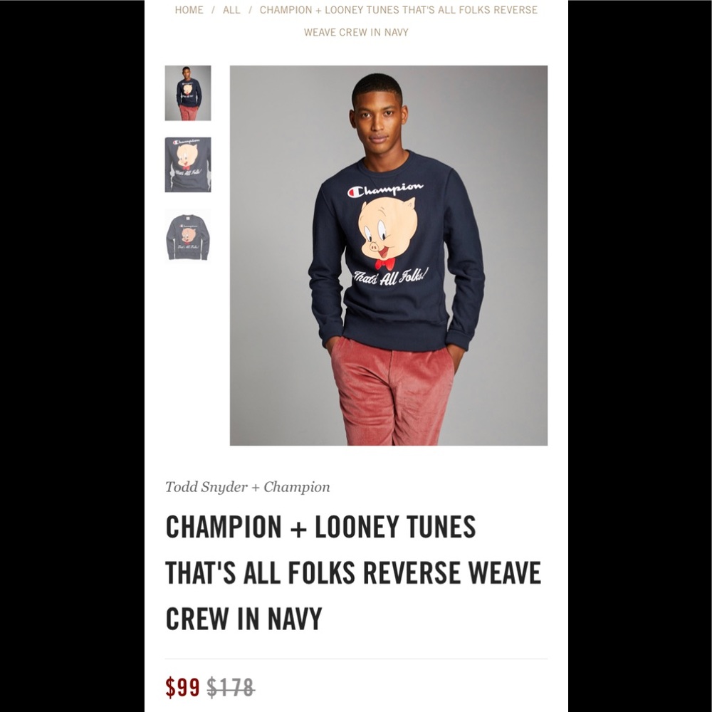 CHAMPION + THAT'S ALL FOLKS REVERSE WEAVE CREW